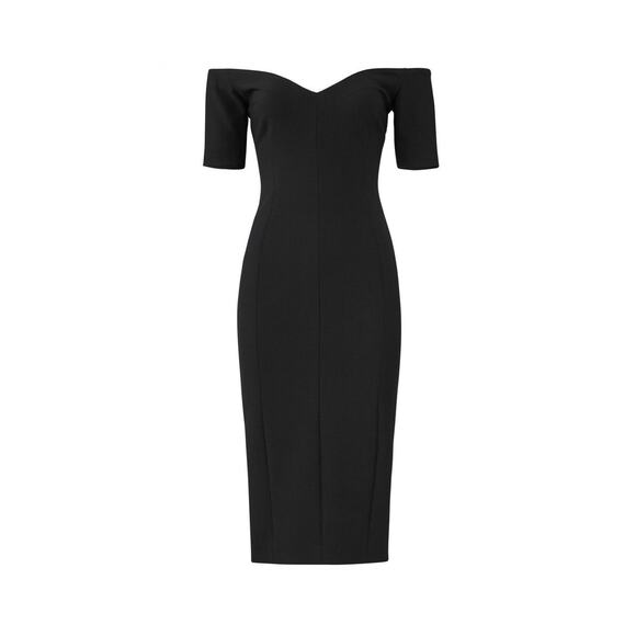 Cinq A Sept Birch Off The Shoulders Sheath Midi Cocktail Dress Black Size 10 - Picture 2 of 8